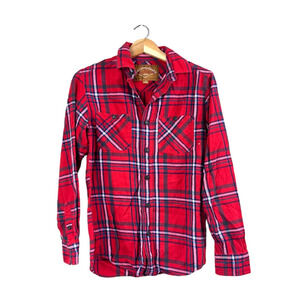Men's Red Camel Red Flannel Button Up Shirt S